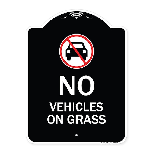 Signmission No Vehicles on Grass Heavy-Gauge Aluminum Architectural Sign, 24" x 18", BW-1824-23552 A-DES-BW-1824-23552 - main